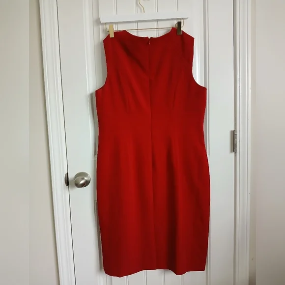 Kasper Red Sheath Midi Dress Crew Neck Sleeveless - Picture 4 of 4